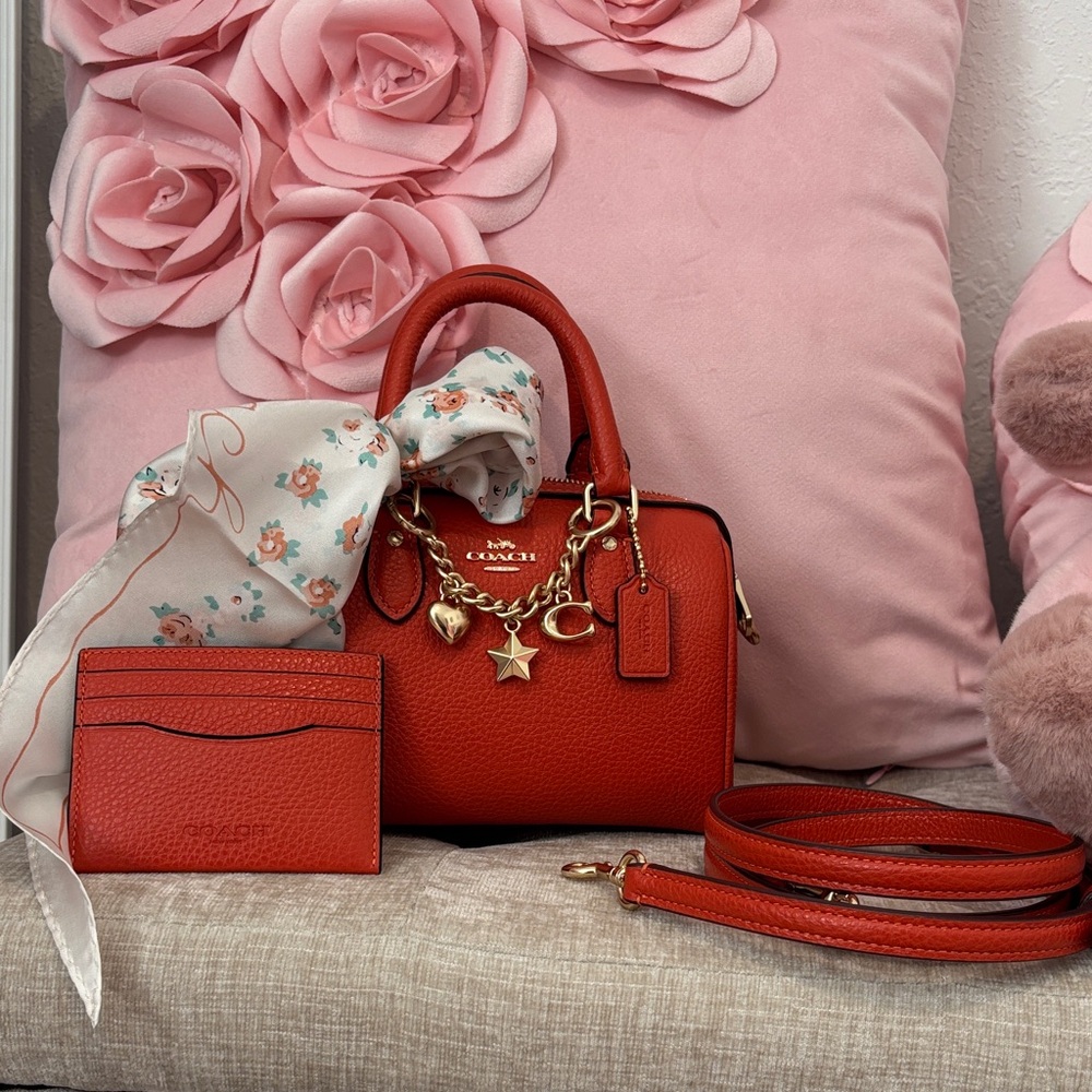 Coach Mini Satchel in Bright Red with Gold Hardware